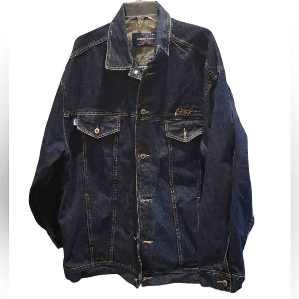 Vintage 90s Y2K Phat Farm Denim Blue Jean Button Up Jacket 3XL